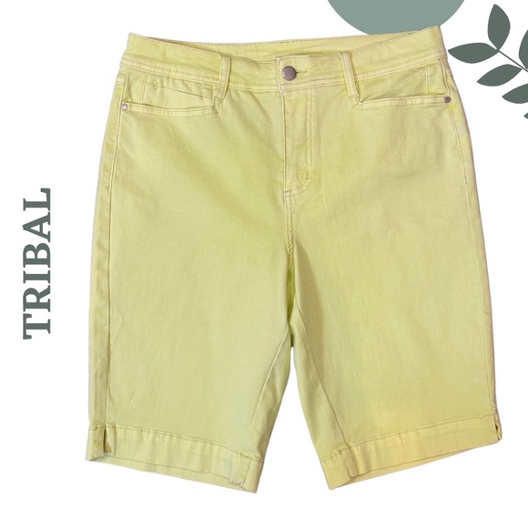 Tribal Denim Bermuda Shorts | Wild Lime| Stretch Comfort | Size 14 - Picture 3 of 7